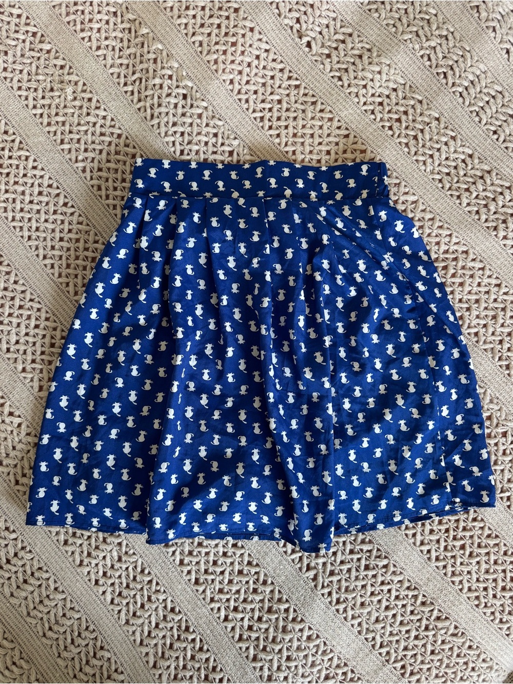Pleated Kitty Cat Blue Skirt